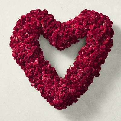 Coxcomb Heart Live Wreath, 14"