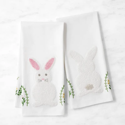 Embroidered Bunny Towels, Set of 2