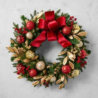 'Twas the Night Before Christmas UV Protected Pre-Lit Faux Wreath & Garland