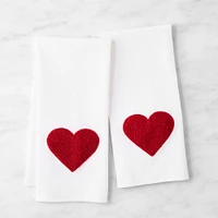 Embroidered Heart Towels, Set of 2