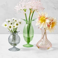 Pastel Floral Glass Bud Vases, Set of 3