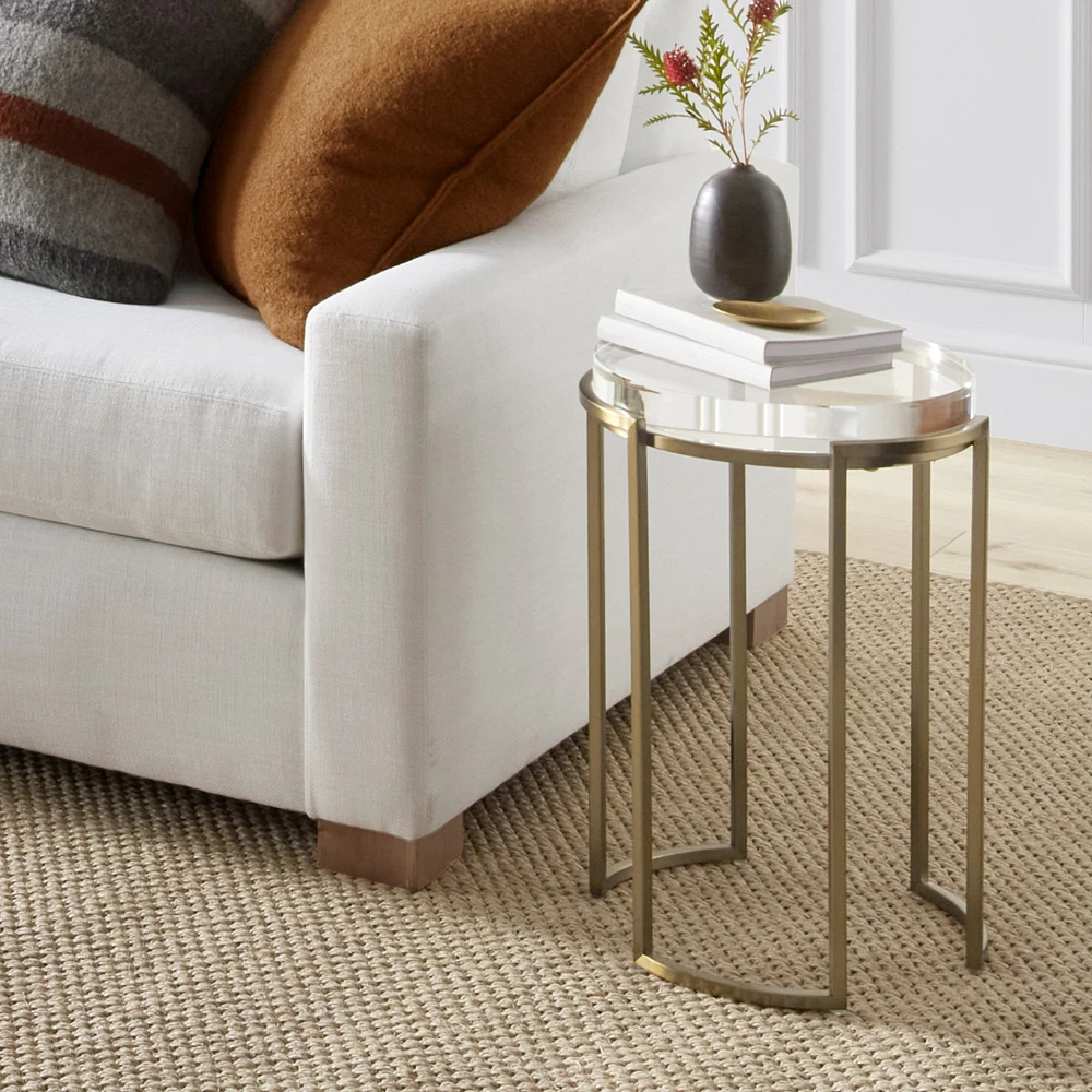 Lago Accent Table, Antique Brass (14")