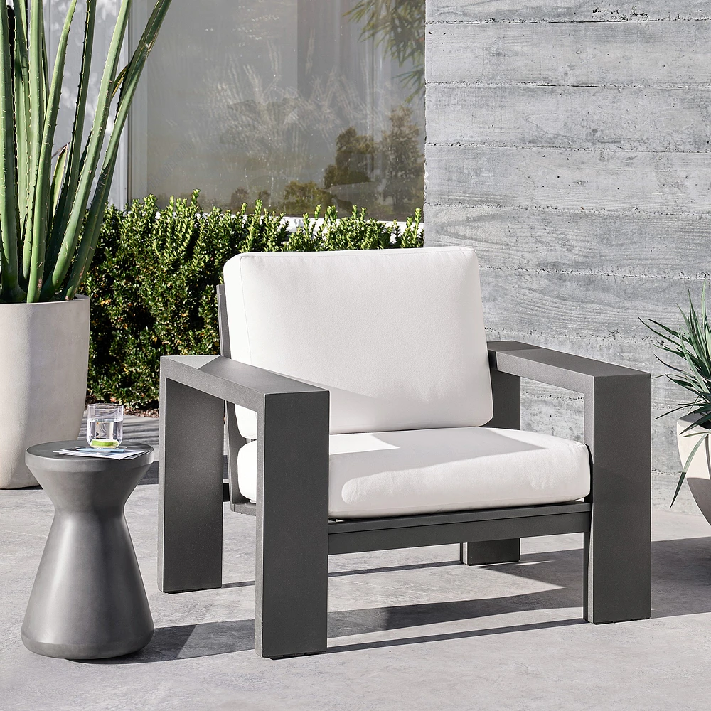 Larnaca Outdoor Slate Grey Metal Club Chair