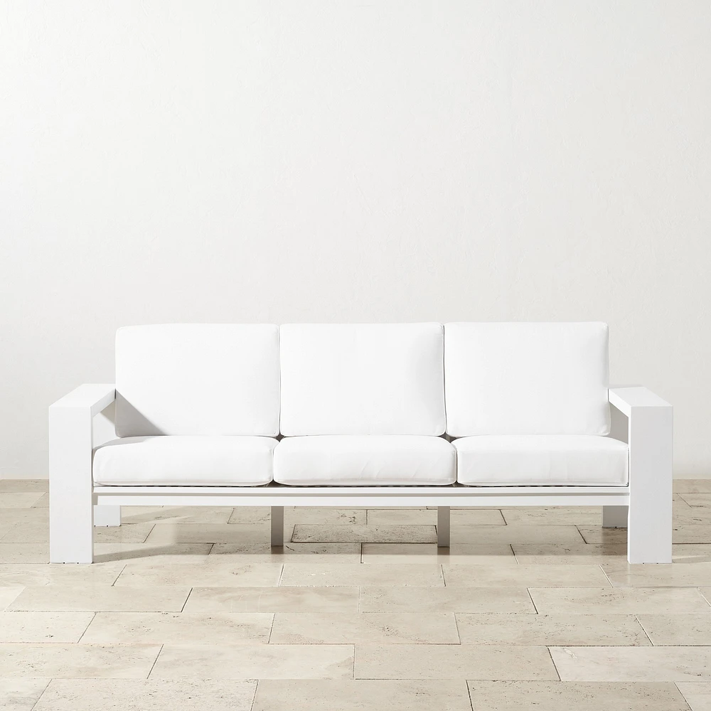 Larnaca Outdoor White Metal Sofa (96")