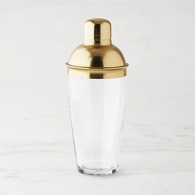 Williams Sonoma Antique Brass and Glass Cocktail Shaker