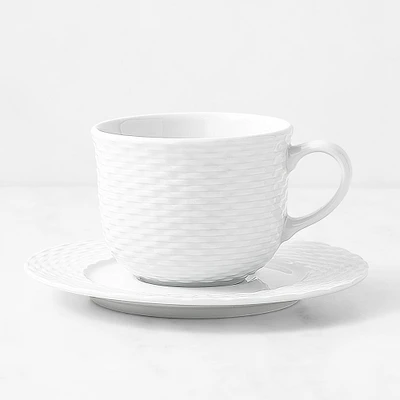 Pillivuyt Basketweave Porcelain Cups & Saucers, Set of 4