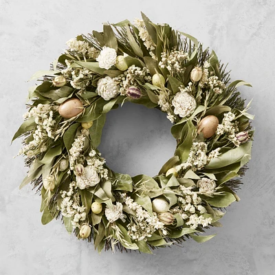 Easter Blossom Neutral Live Wreath, 20"