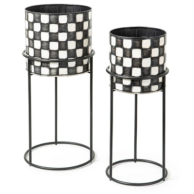 MacKenzie-Childs Check It Out Planters, Set of 2