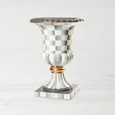 MacKenzie-Childs Sterling Check Pedestal Urn