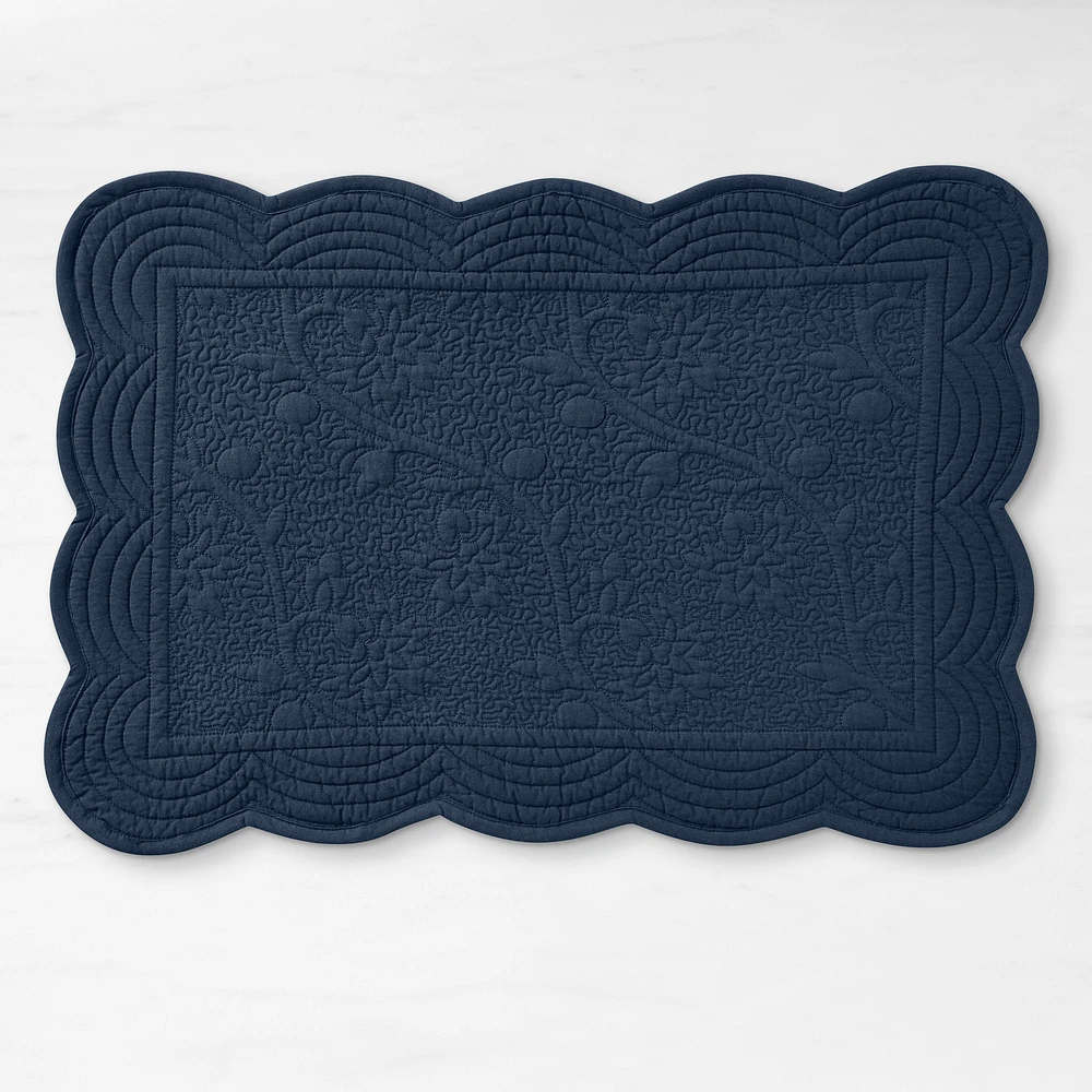 Vine Floral Boutis Scalloped Placemats, Set of 4