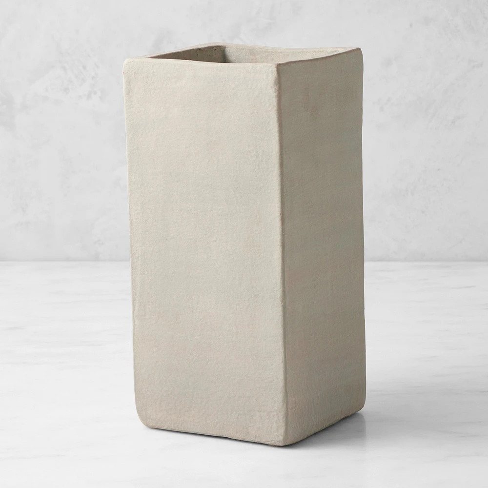 Jeff Leatham x Williams Sonoma Square White Ceramic Vase, 13"