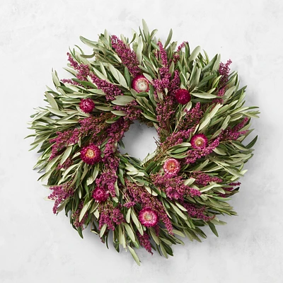 Fresh Olive & Heather Live Wreath, 18"