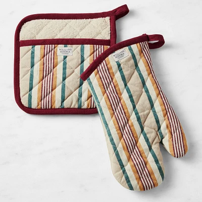 Williams Sonoma Autumn Stripe Oven Mitt & Potholder Set