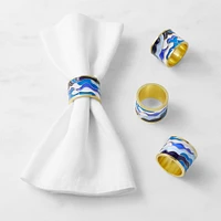 Cloisonné Wave Napkin Rings, Set of 4