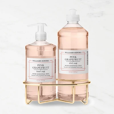 Williams Sonoma Pink Grapefruit Hand Soap & Dish 3-Piece Kitchen Set