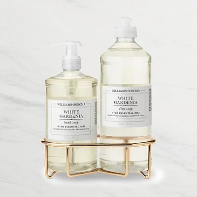 Williams Sonoma White Gardenia Hand Soap & Dish 3-Piece Kitchen Set