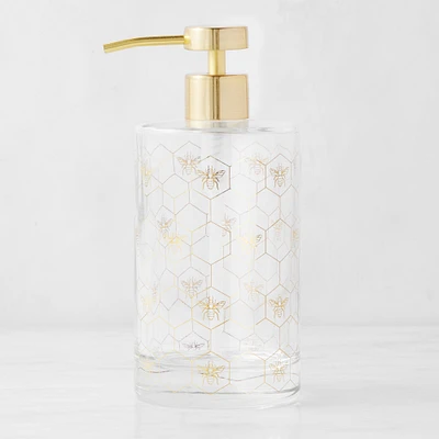 Williams Sonoma Honeycomb Bee Glass Soap Dispenser