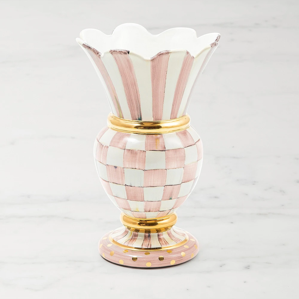 MacKenzie-Childs Rosy Check Ceramic Great Vase