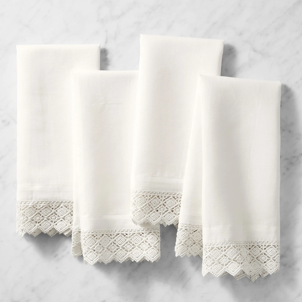 Crotchet Lace Napkins, Set of 4