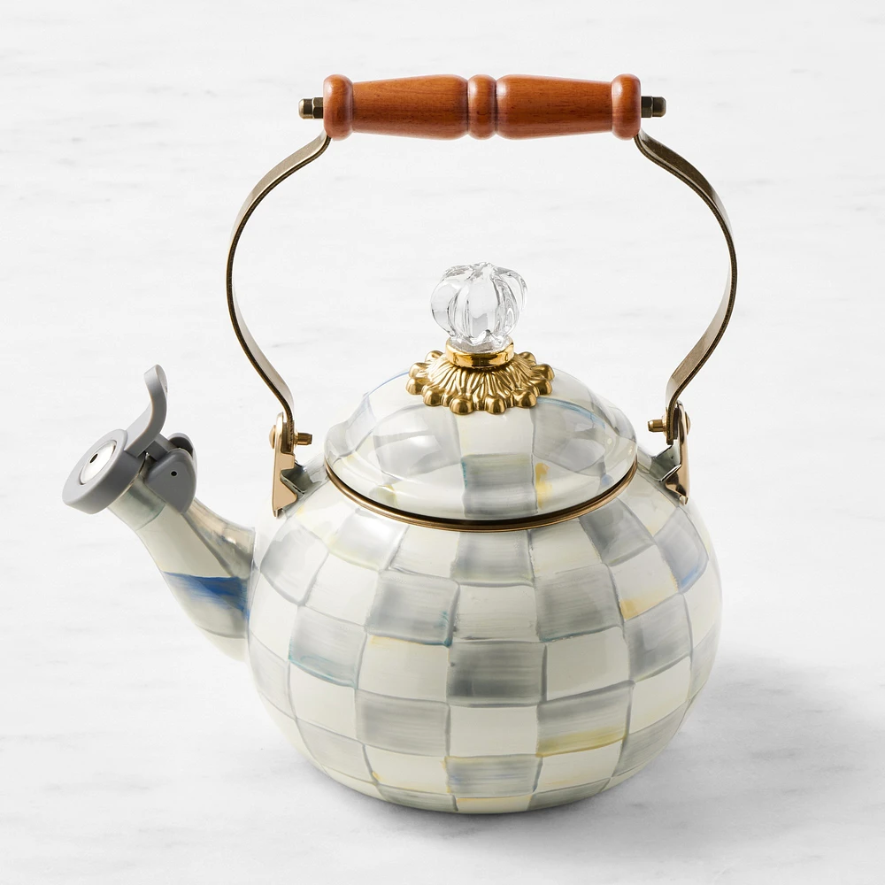 MacKenzie-Childs Sterling Check Whistling Tea Kettle