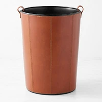 Brown Leather Wastebasket