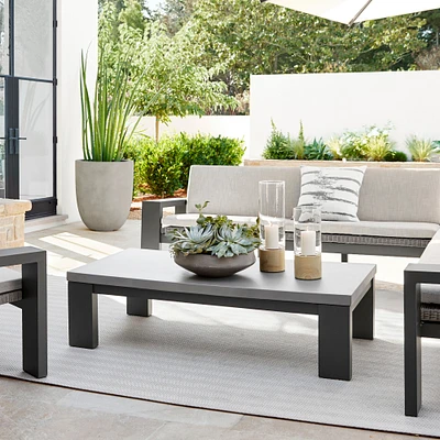 Larnaca Outdoor Slate Grey Metal Fiberstone Coffee Table (60")