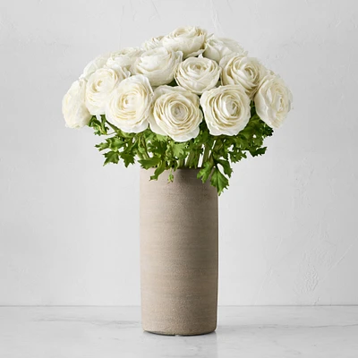 Jeff Leatham x Williams Sonoma Cylindrical White Ceramic Vase, 12"