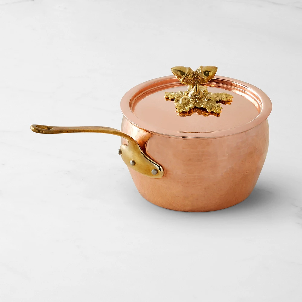 Ruffoni Historia Hammered Copper Sauce Pot with Acorn Knob, 2 1/2-Qt.