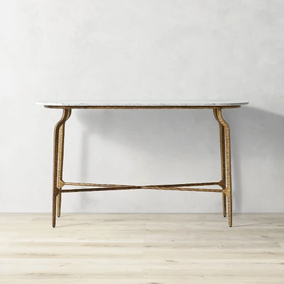 Azurra Hammered Metal Console (60")