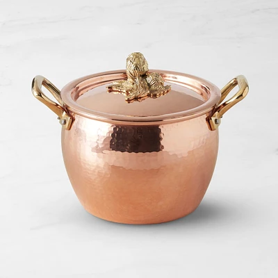 Ruffoni Historia Hammered Copper Stock Pot with Artichoke Knob