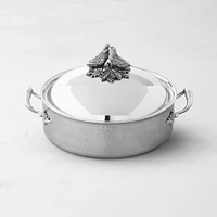 Ruffoni Opus Prima Hammered Stainless- Steel Braiser with Lovebirds Knob, 7-Qt.