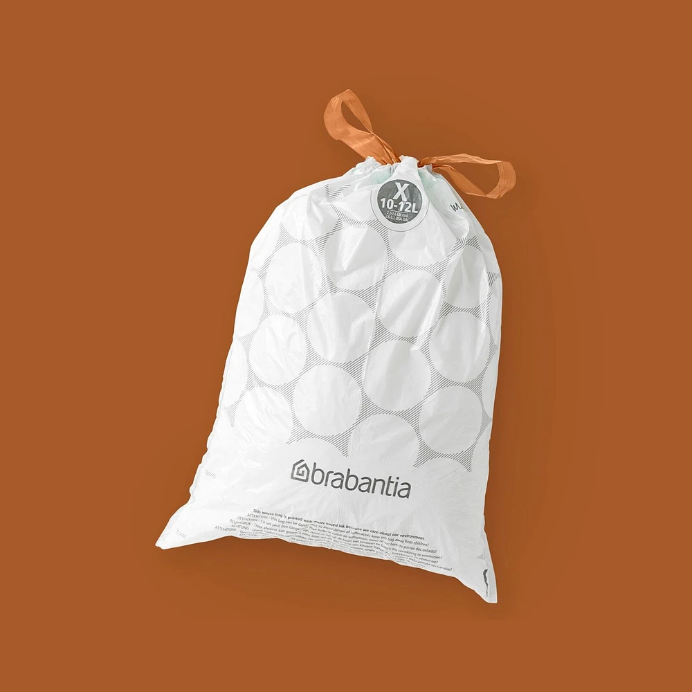 Brabantia PerfectFit Trash Bags, Code X,2.6-3.2 Gallon (10-12L), 200-Count