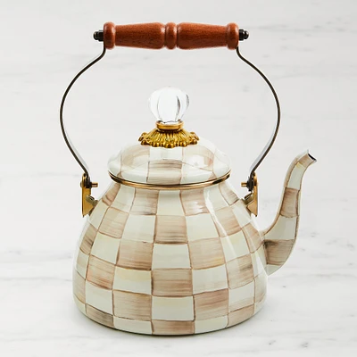 MacKenzie-Childs Mocha Check Tea Kettle