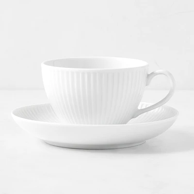 Pillivuyt Plisse Porcelain Cups & Saucers