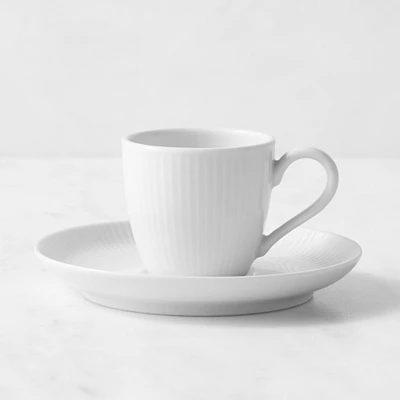 Pillivuyt Plisse Porcelain Espresso Cups & Saucers