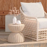 Claire Outdoor Wicker Hourglass Side Table (16.5")