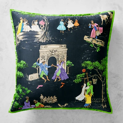 Sheila Bridges x Williams Sonoma Home Harlem Toile Print & Embroidered Pillow Cover