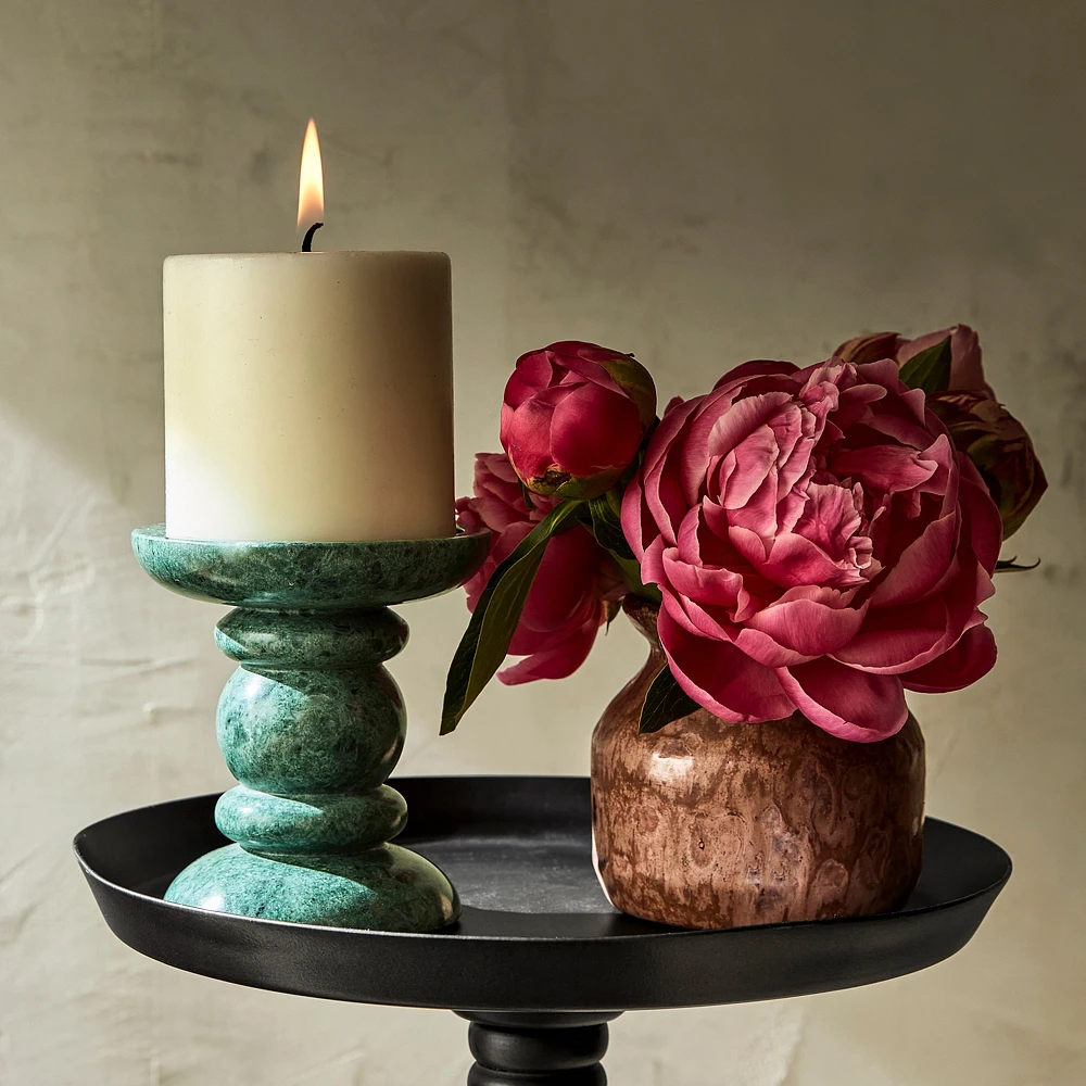 Green Marble Pillar Holder