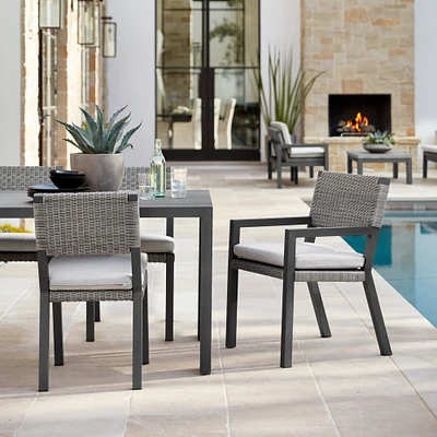 Larnaca Outdoor Slate Grey Metal x All-Weather Weave Dining Side Chair