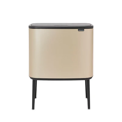 Brabantia Bo Touch Top Multi Compartment Recycling Trash Can, 3 x Gallon