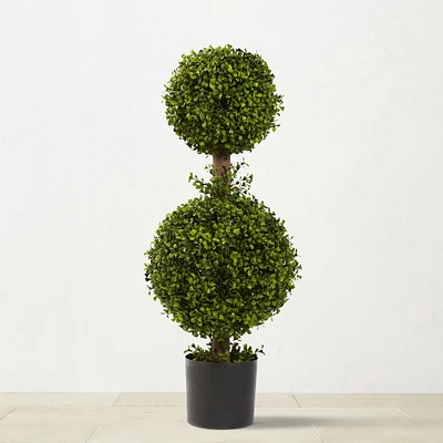 Faux Double Boxwood Topiary, 35"