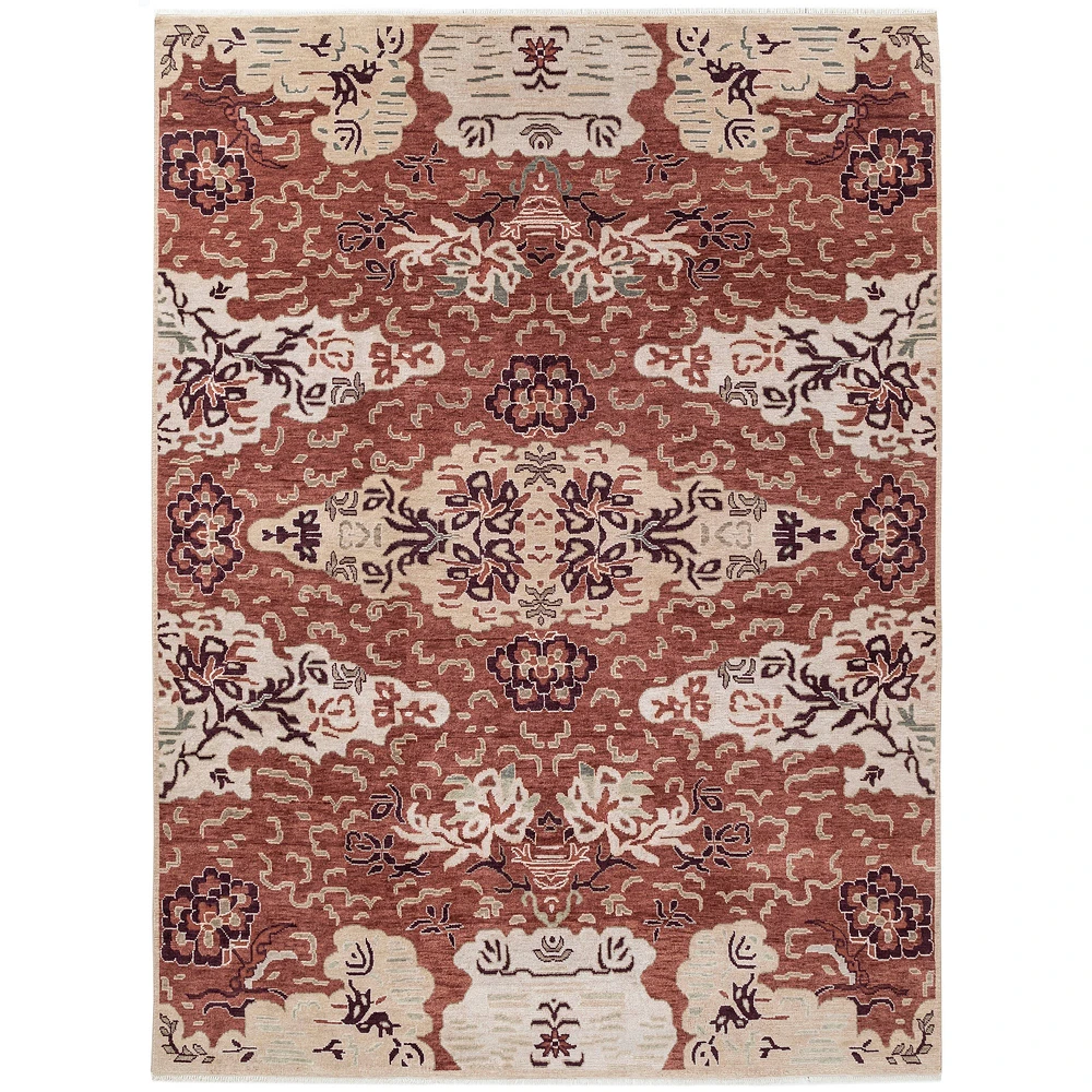 Tibetan Cloud Hand Knotted Rug, Henna