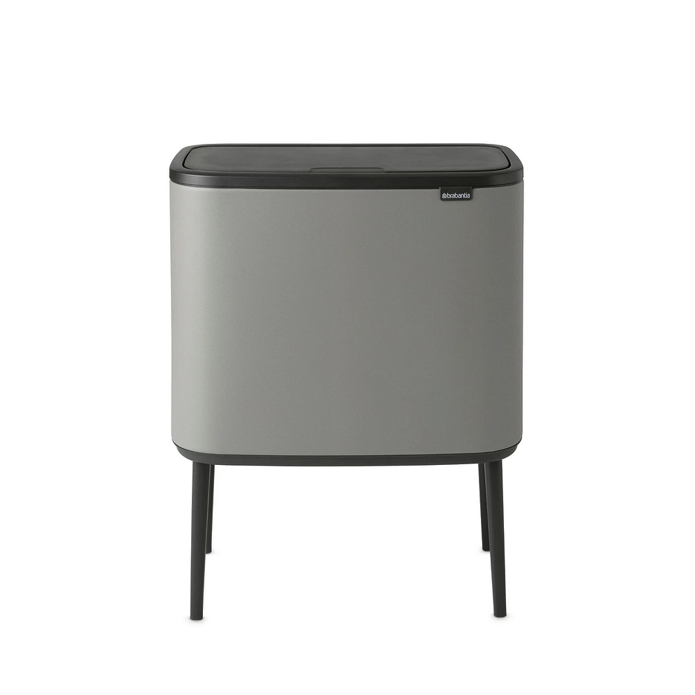Brabantia Bo Touch Top Multi Compartment Recycling Trash Can, 3 x Gallon