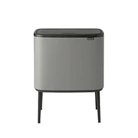 Brabantia Bo Touch Top Multi Compartment Recycling Trash Can, 3 x Gallon