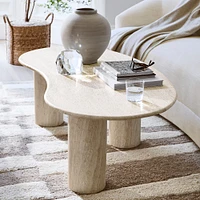 Marina Travertine Sculptural Coffee Table (55")