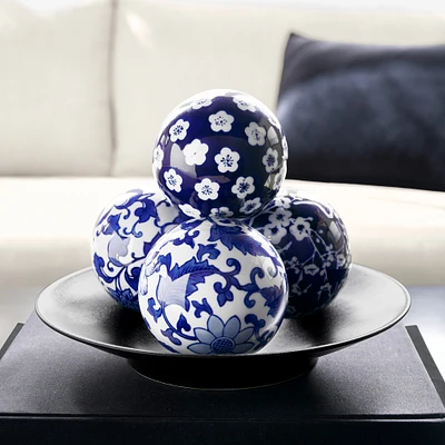 Blue and White Ceramic Orbs