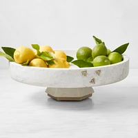 Williams Sonoma Honeycomb Pedestal Marble Fruit Bowl