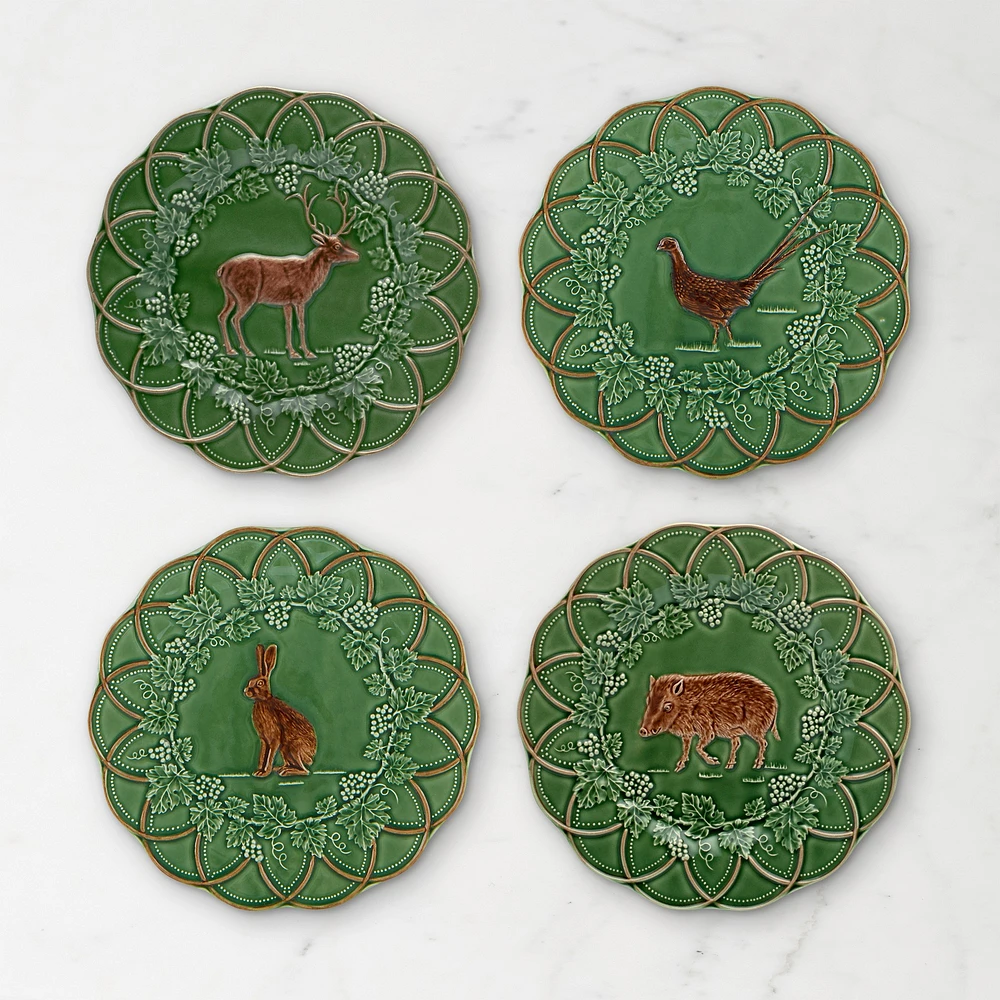 OPEN BOX: Bordallo Pinheiro Woods Salad Plates, Set of 4, Mixed