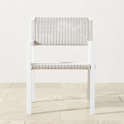 OPEN BOX: Larnaca Outdoor White Metal x All-Weather Weave Dining Armchair