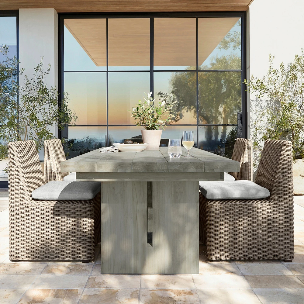 San Clemente Outdoor Grey Teak Rectangular Dining Table (84")